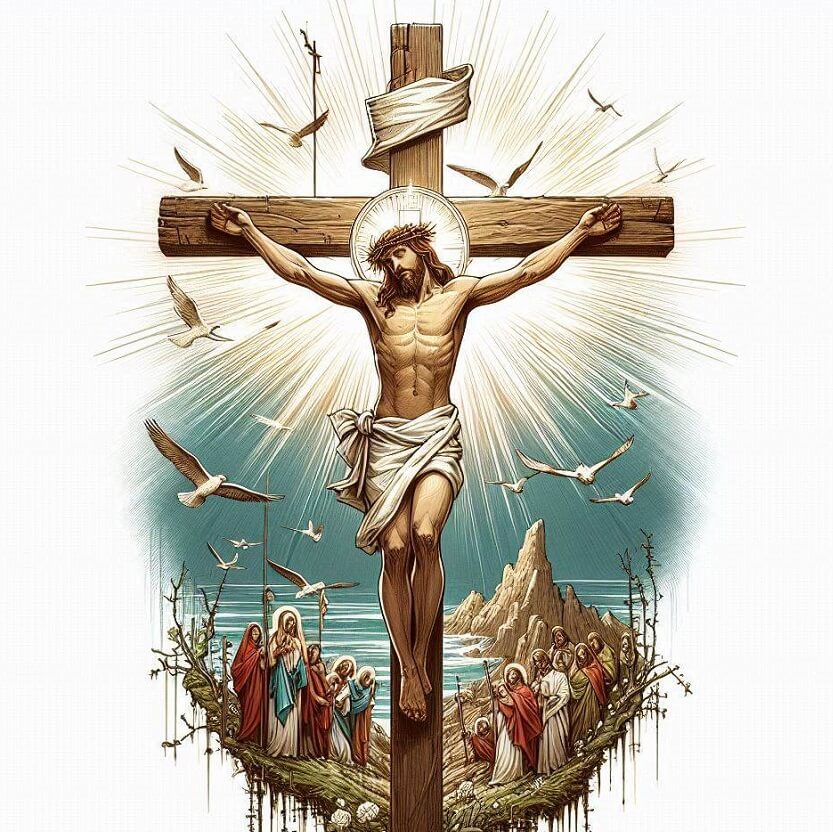 十字架上のイエスのイラスト 背景