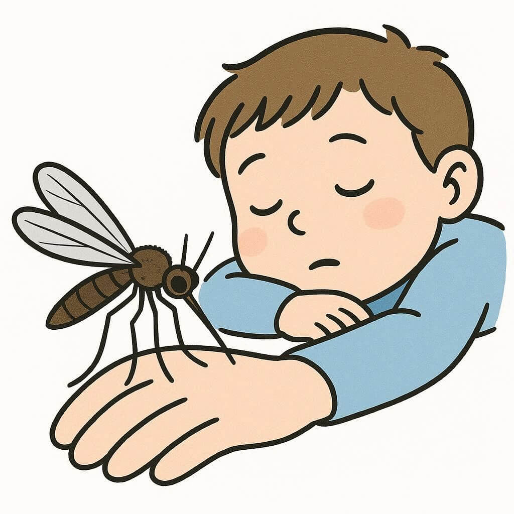 蚊に刺される男の子のイラスト 無料 イラスト