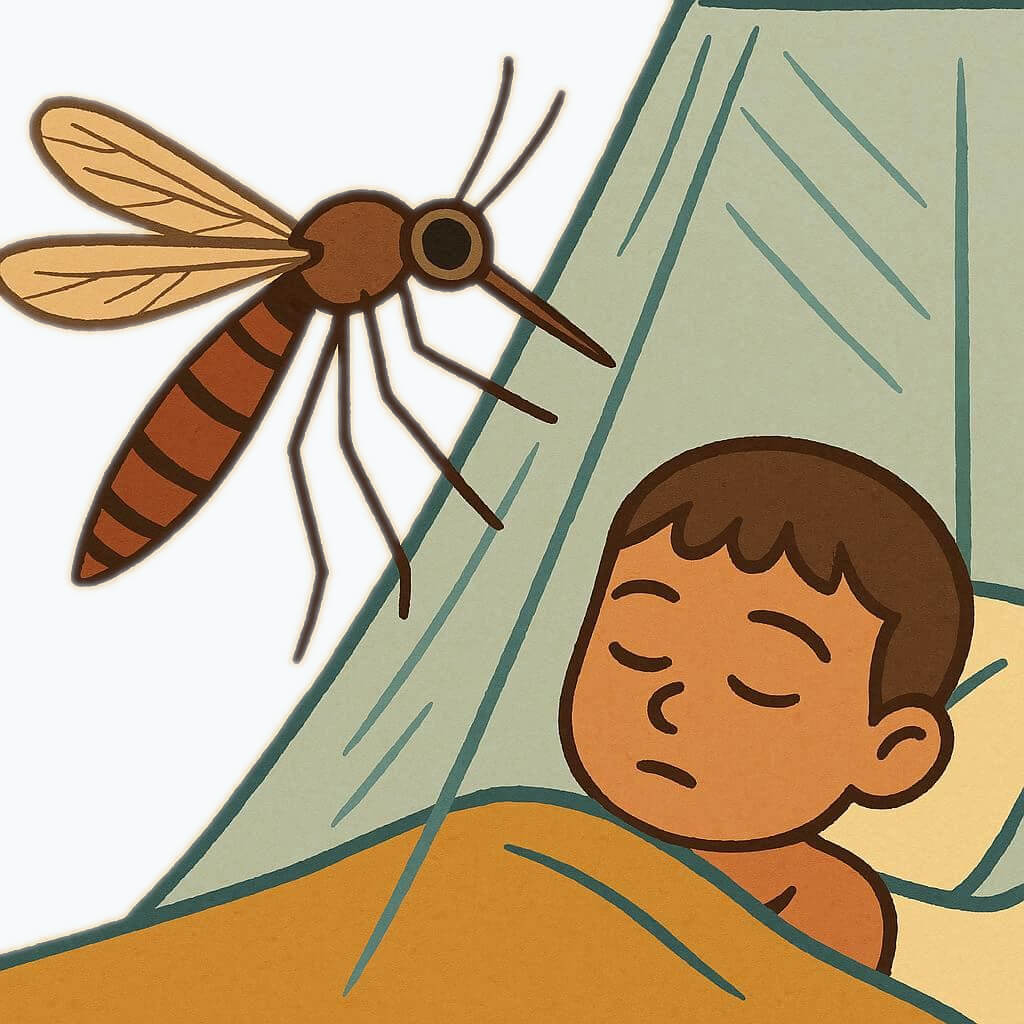 蚊帳の外にいる蚊のイラスト イラスト