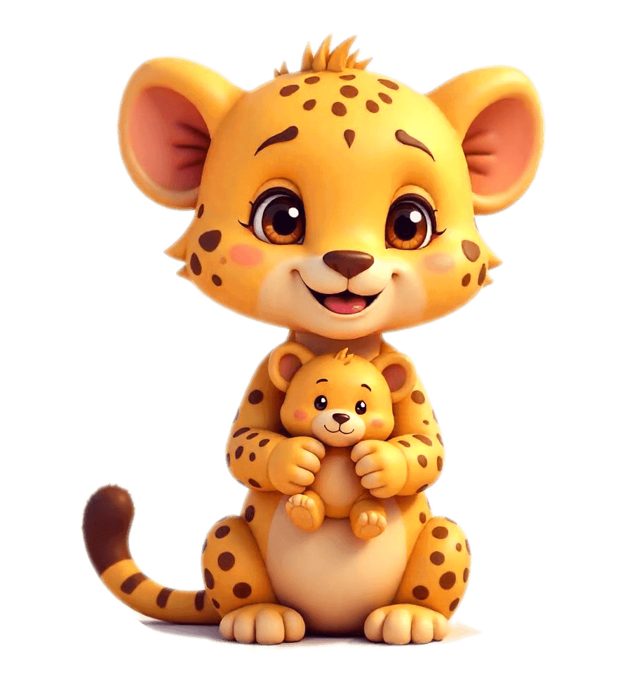子供向けの愛らしい赤ちゃんチーターの漫画イラスト