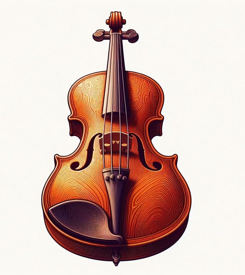 木製色のバイオリンのイラスト
