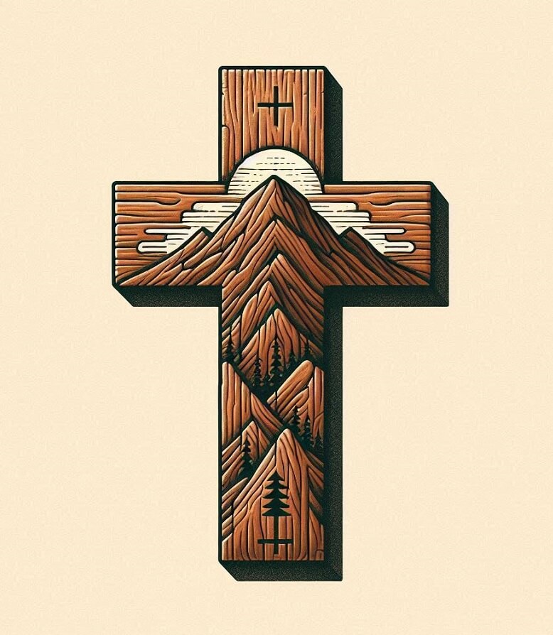 木製の十字架をイラストします 2