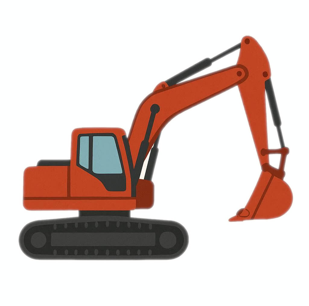 赤い掘削機のイラスト無料 イラスト
