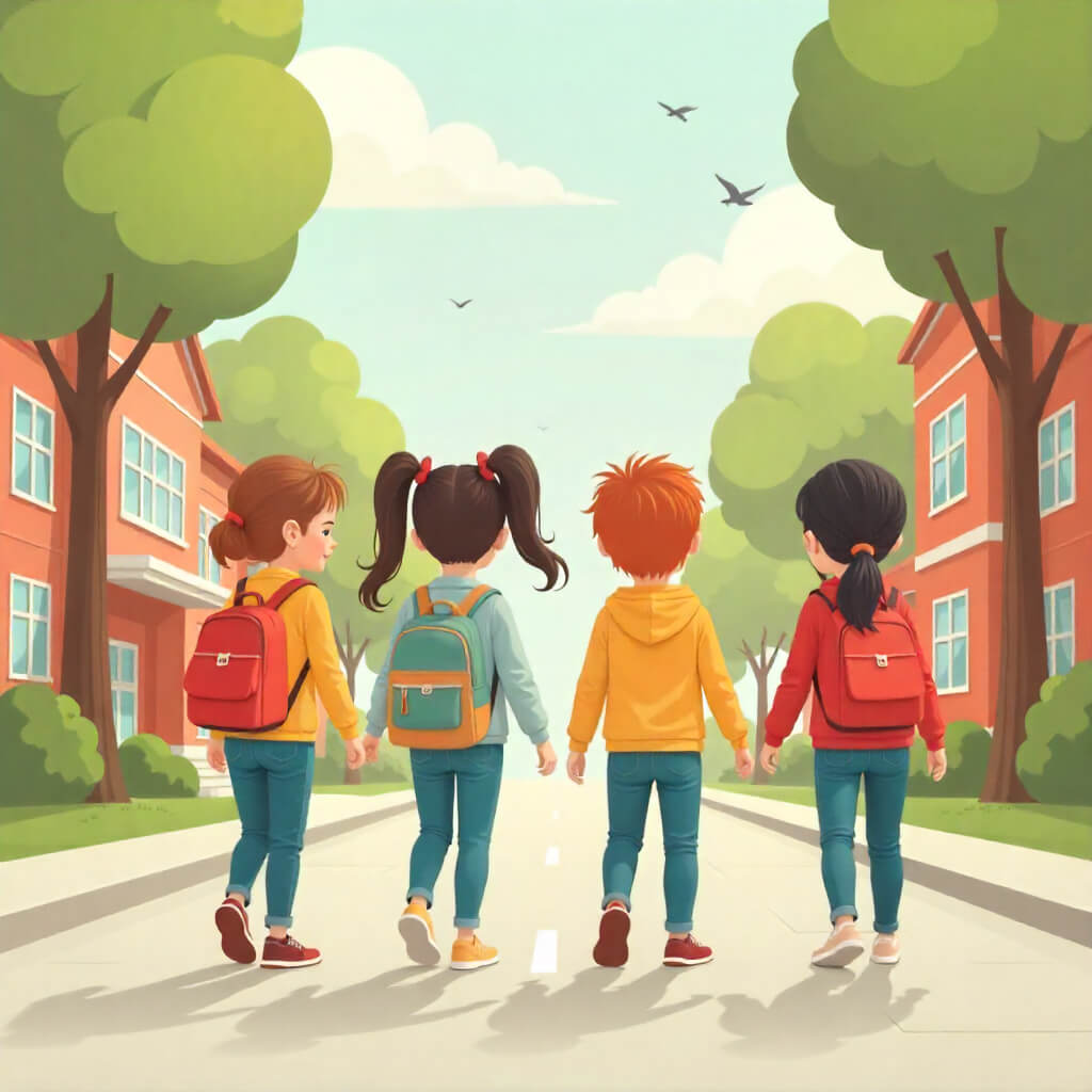 学生が学校に行くイラスト無料 イラスト