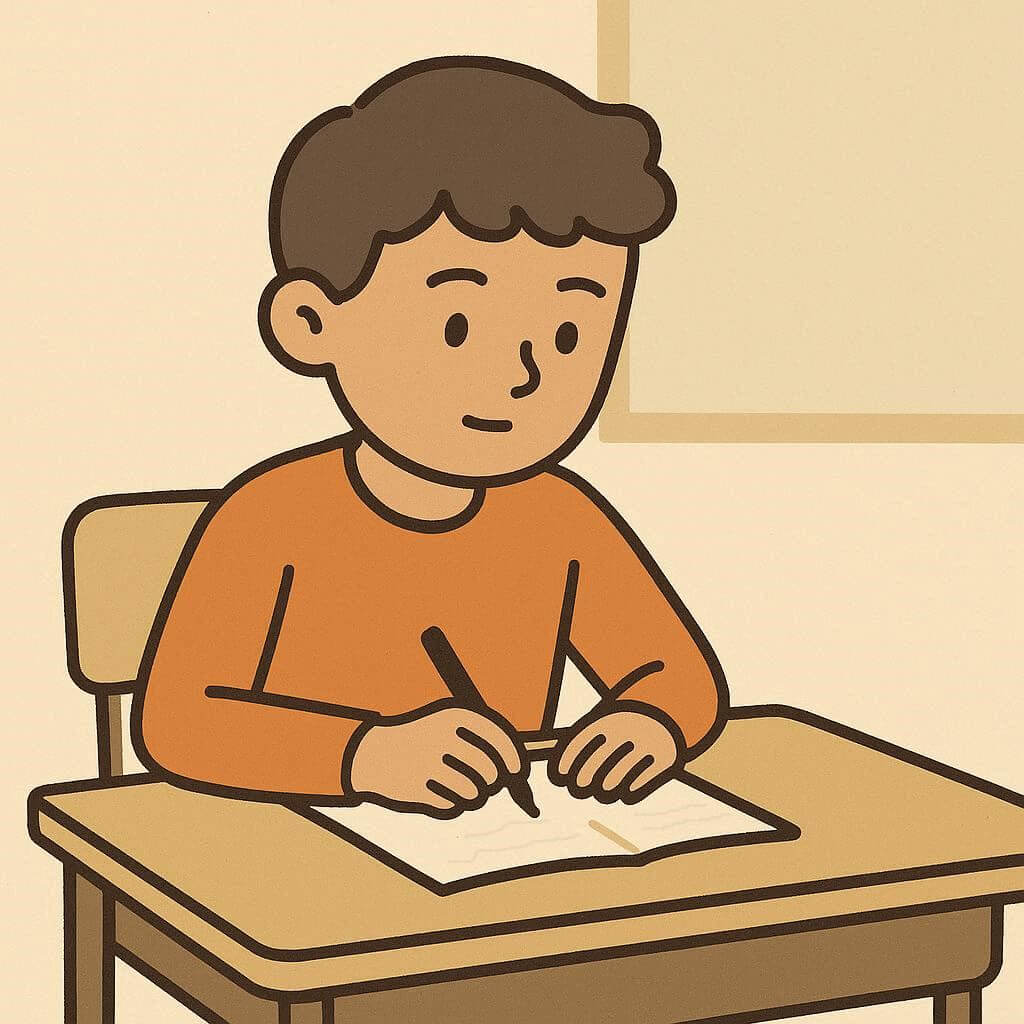学生が書いているイラストをダウンロード イラスト