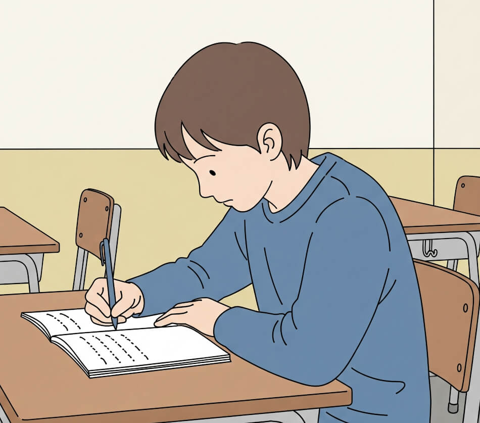 学生が書いている無料のイラスト イラスト