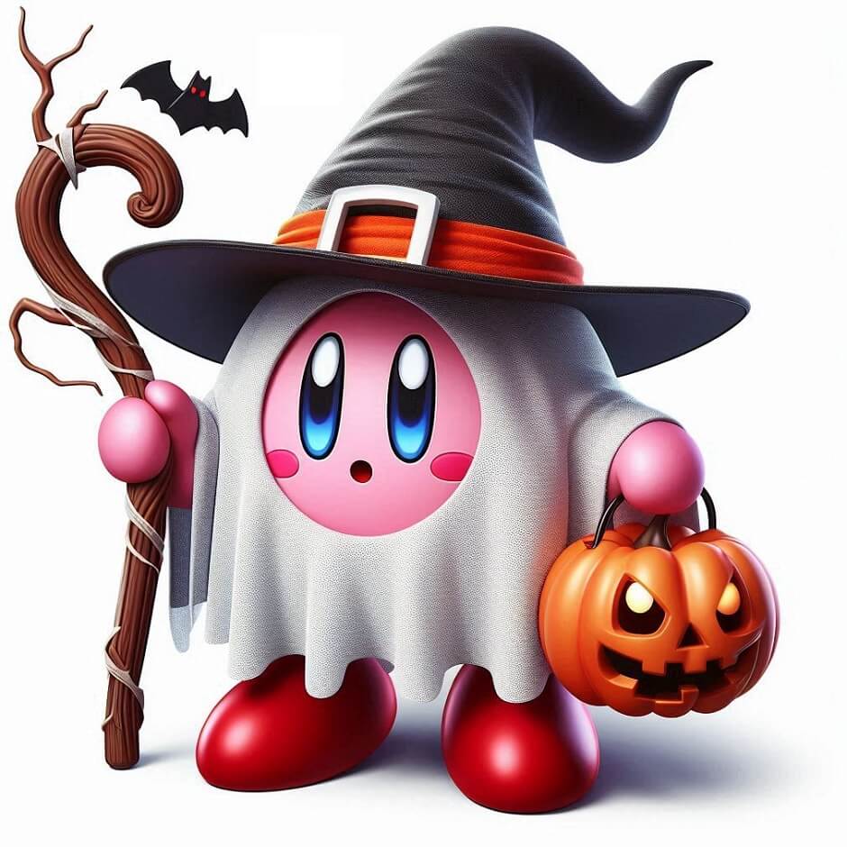 ハロウィンのゴーストカービィのイラストをダウンロード