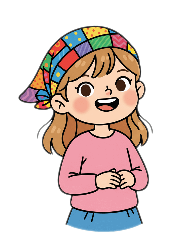 ヘアスカーフをつけた女の子のイラスト イラスト