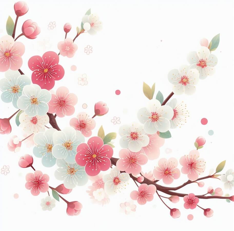 開花した桜の枝をイラストします 2
