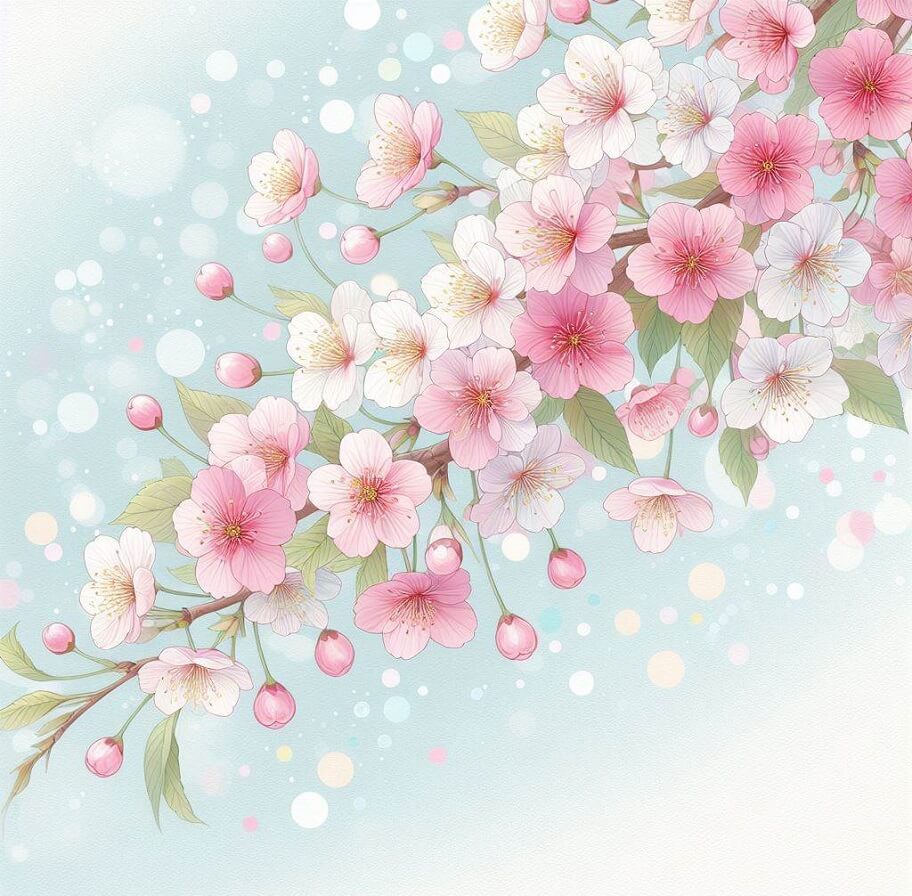 開花した桜の枝をイラストします イラスト