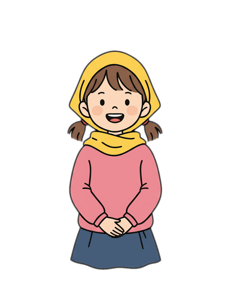 黄色いスカーフを巻いた女の子のイラスト イラスト