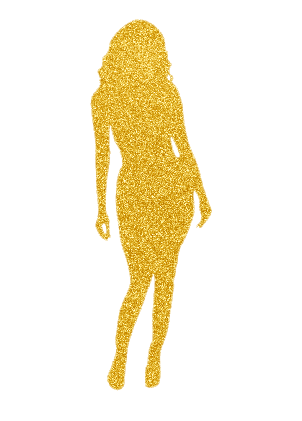 金色のキラキラした女性のシルエットのイラスト