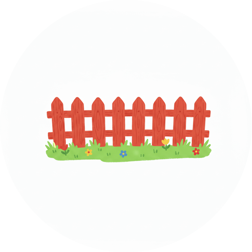 子供向けの赤いフェンスのイラスト イラスト