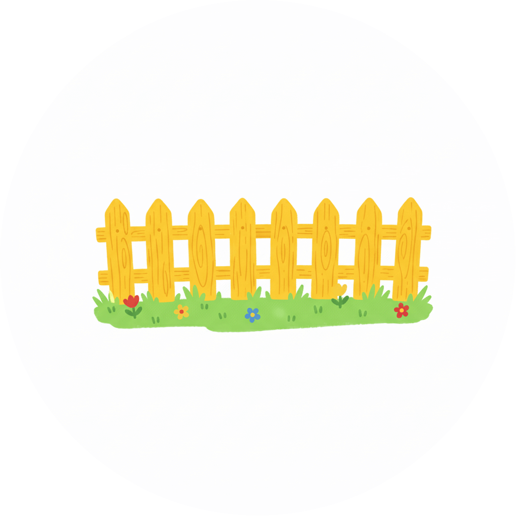 子供向けの黄色いフェンスのイラスト イラスト