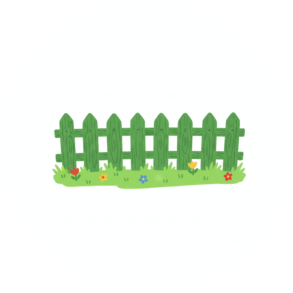 子供向けの緑のフェンスのイラスト イラスト