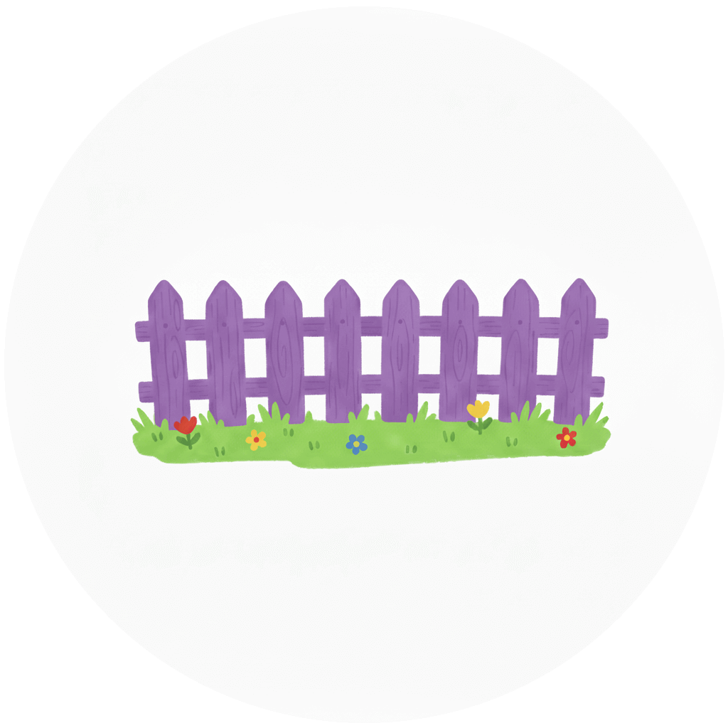 子供向けの紫色のフェンスのイラスト イラスト