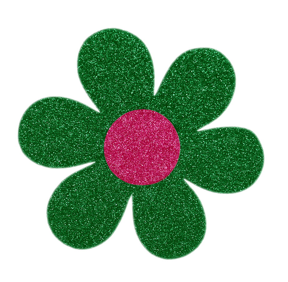 緑の花のグリッターのイラスト
