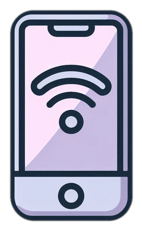 紫色のスマートフォンのイラストアイコン
