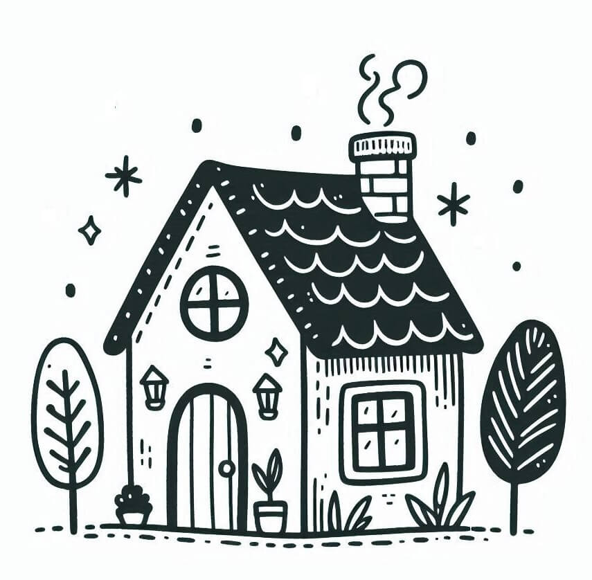 無料の家のイラスト白黒 イラスト