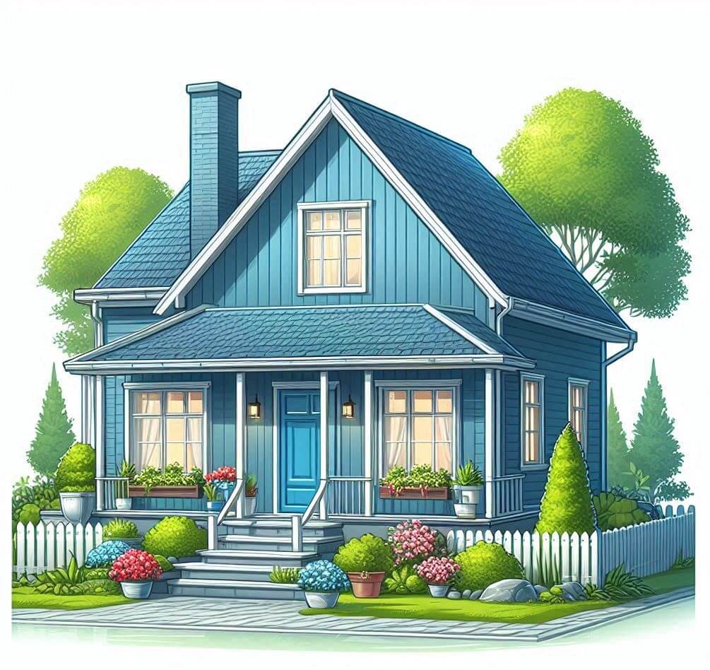 庭のイラスト背景のある家 2 イラスト