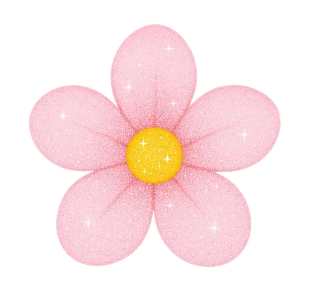 ピンクの花のグリッターのイラスト