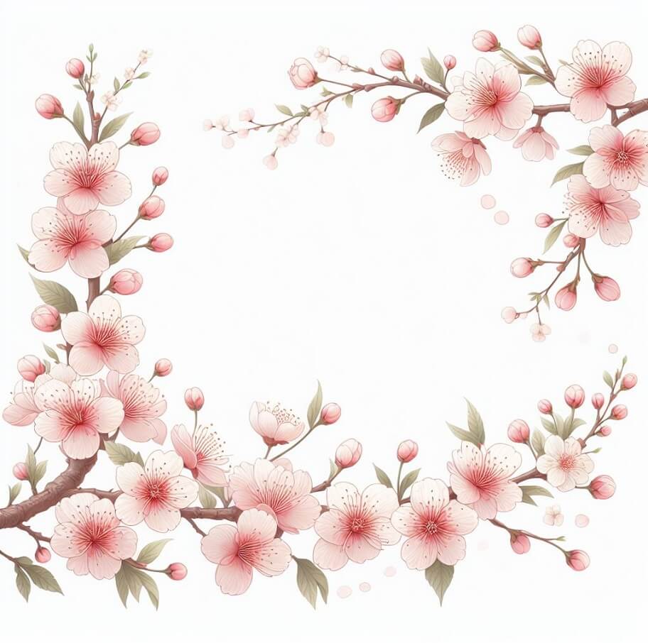 桜の背景とフレームデザインのイラスト 2