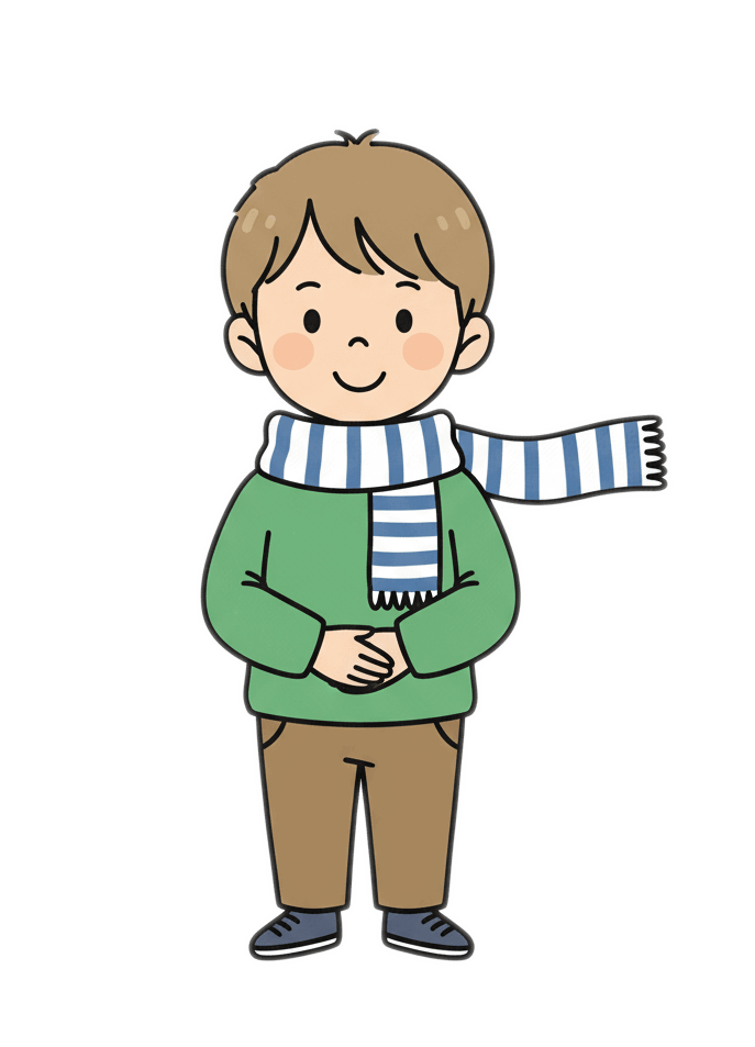 スカーフを巻いた小さな男の子のイラスト イラスト