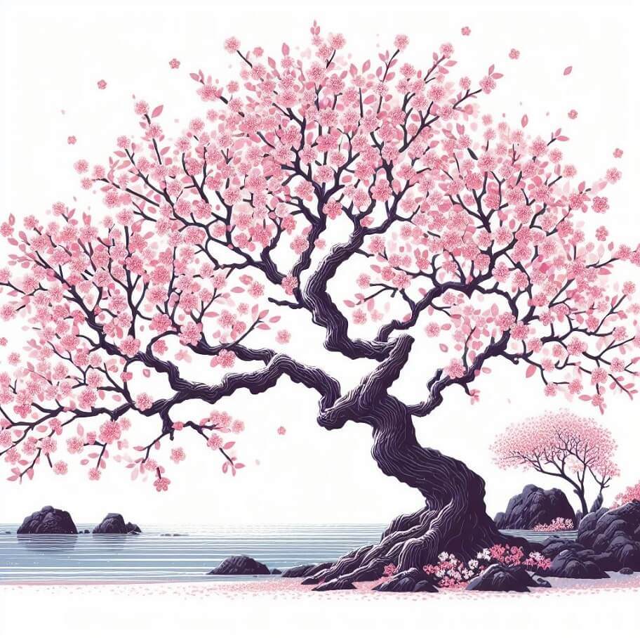 美しい桜の木のイラスト