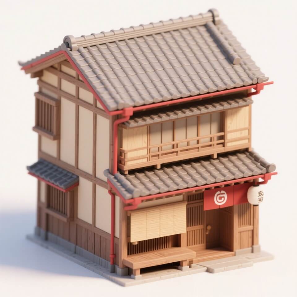 ヴィンテージハウスイラストフリー素材 イラスト
