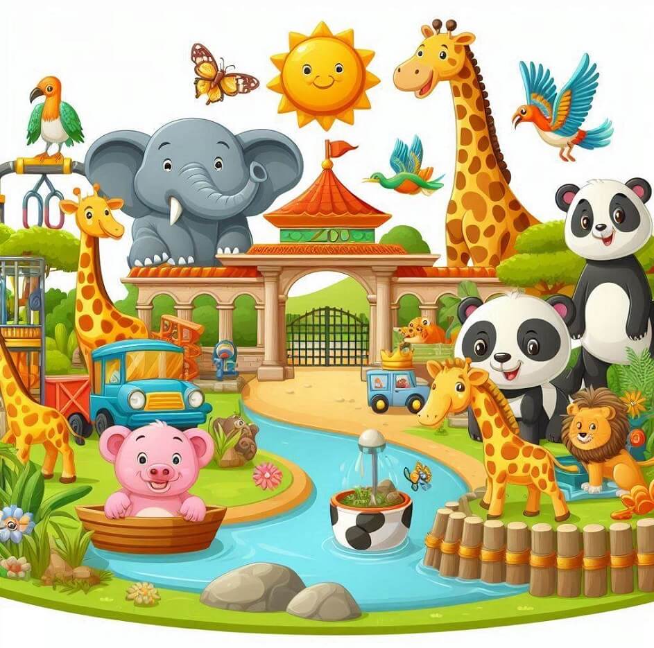 子供向け動物園のイラスト