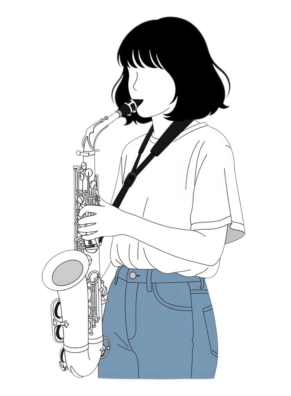 サックスを演奏する女の子のイラスト無料