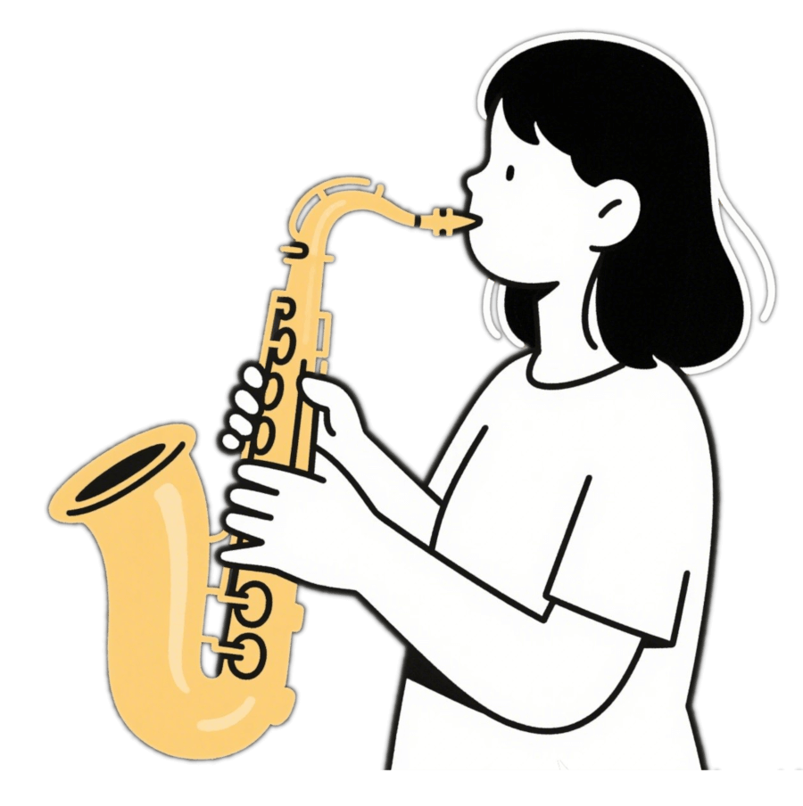 サックスを演奏する女の子のイラストのダウンロード
