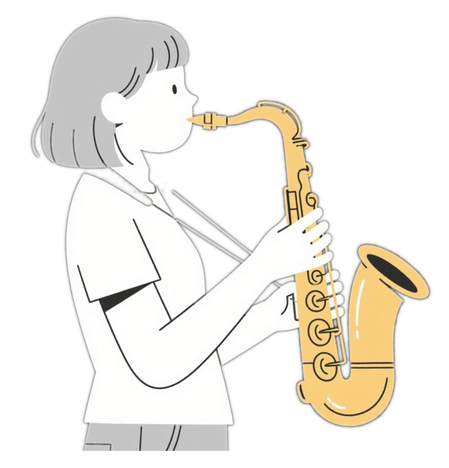 サックスを演奏する女の子のイラスト