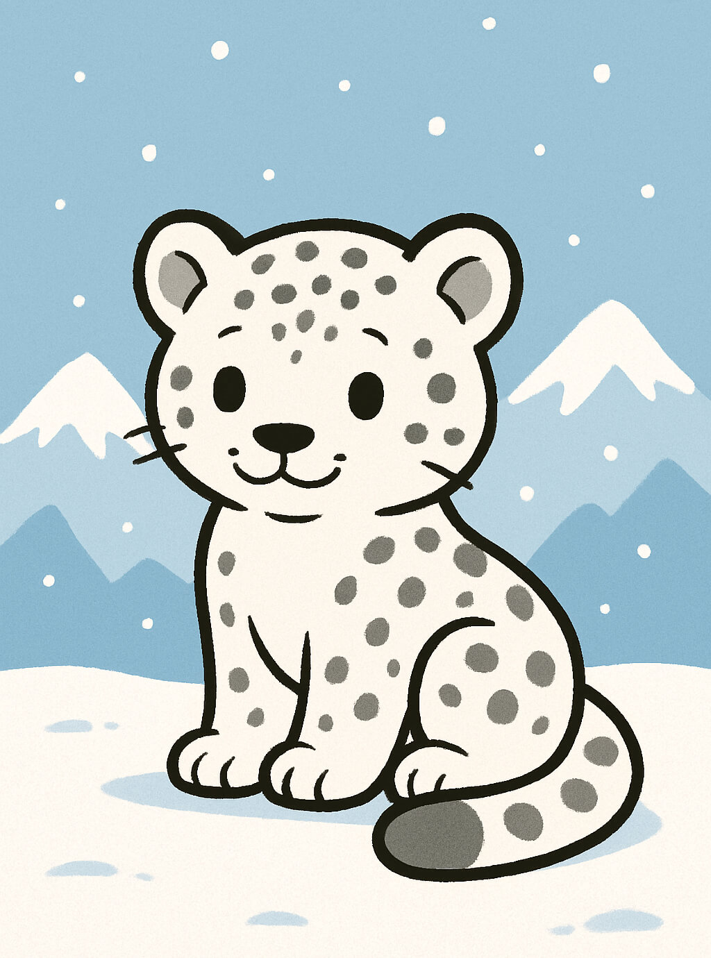 小さな雪豹のイラスト背景 イラスト