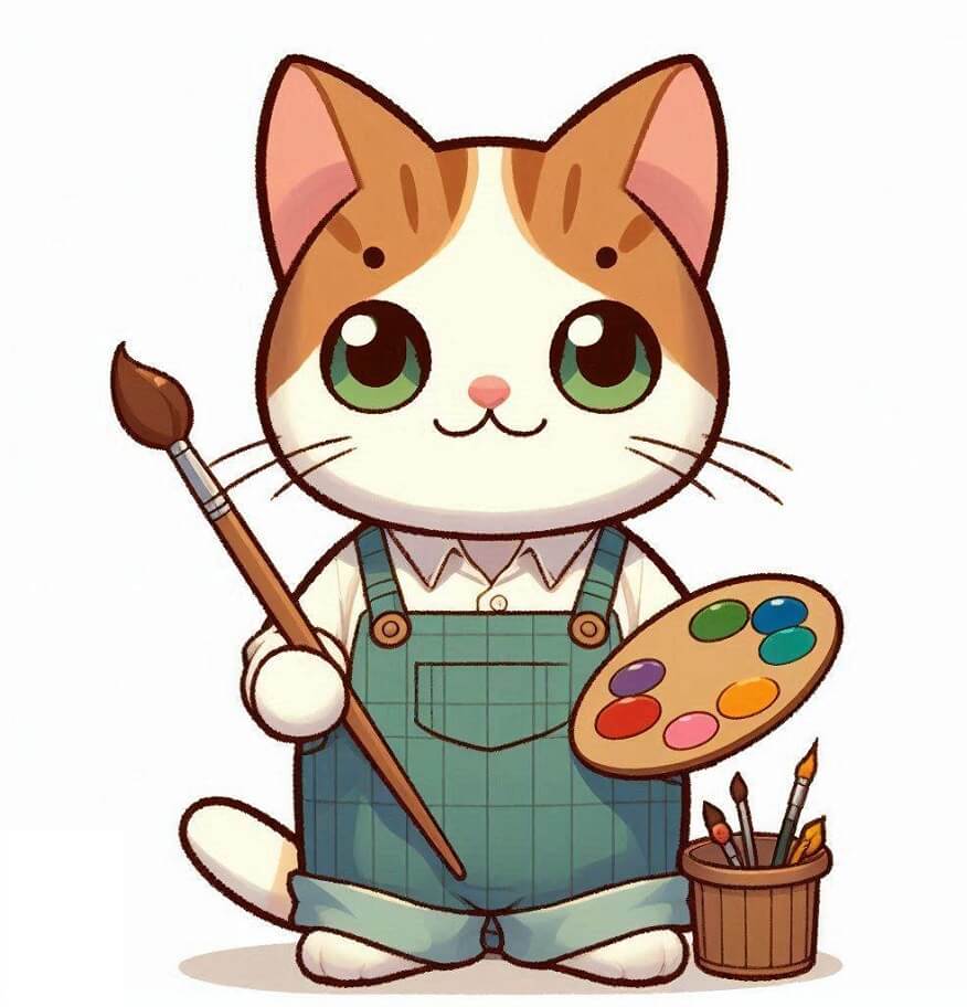 猫アーティストのイラスト イラスト