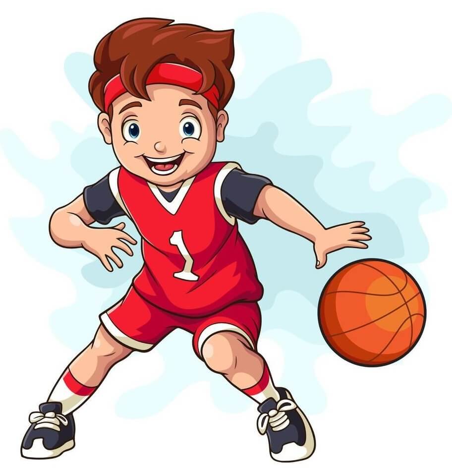 バスケットボールをする男の子のイラスト イラスト