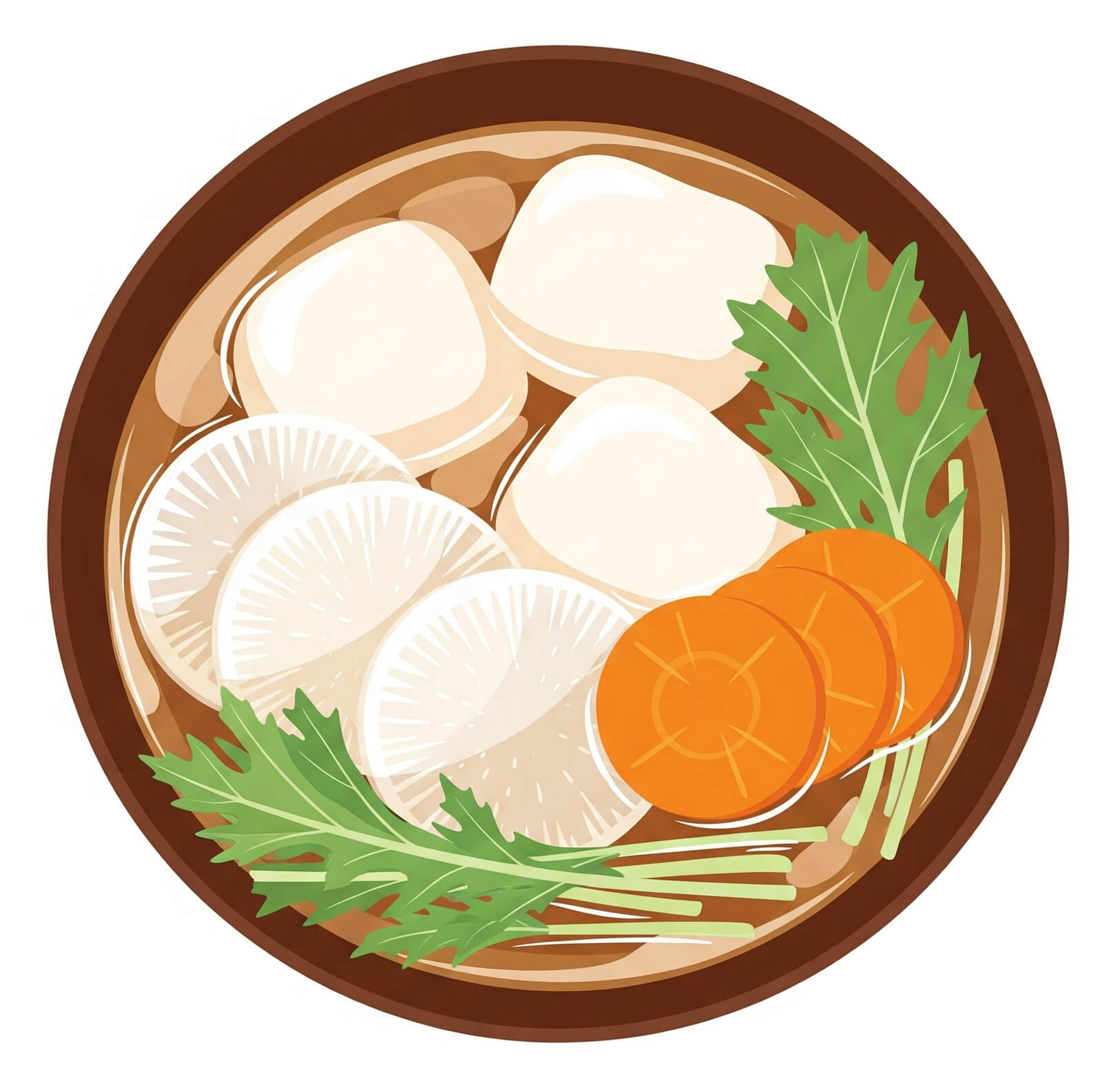 お雑煮スープ - 食べ物イラスト フラット 2D イラスト