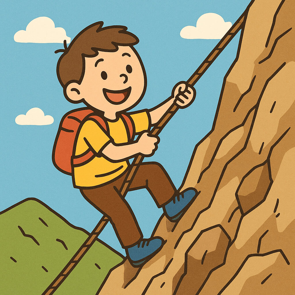 山登りの少年のイラスト背景 イラスト