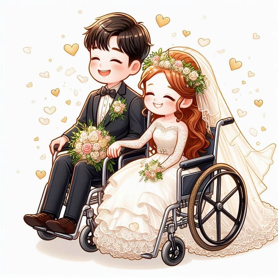 車椅子での結婚式 イラスト画像 イラスト