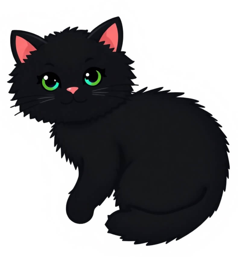 緑の目をした黒猫のイラスト イラスト