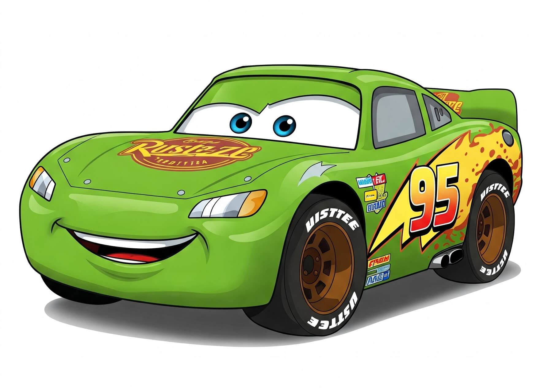 緑のライトニング・マックィーンの車のイラスト イラスト