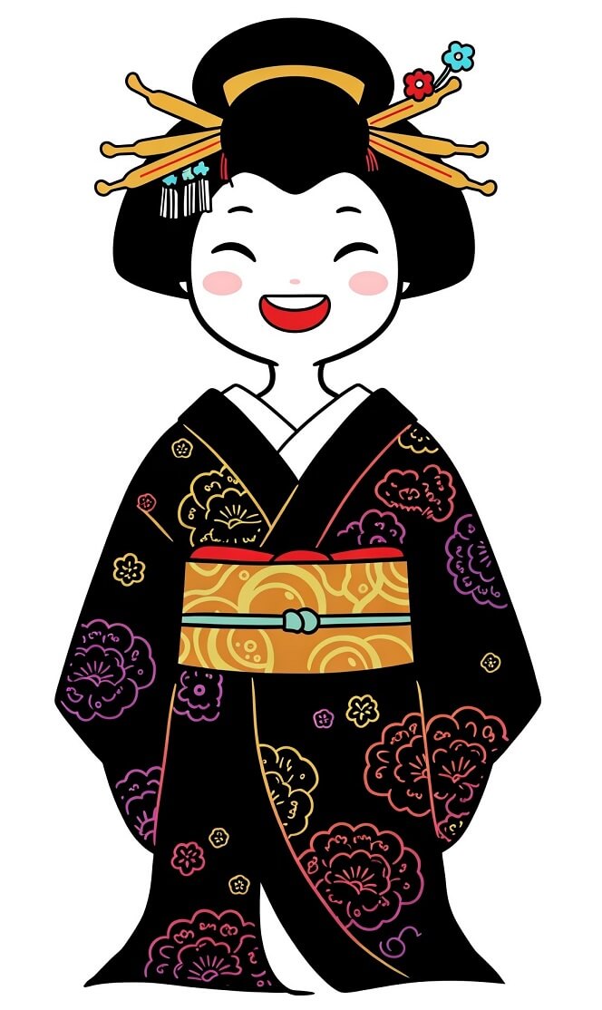 幸せな芸者のイラスト画像 イラスト