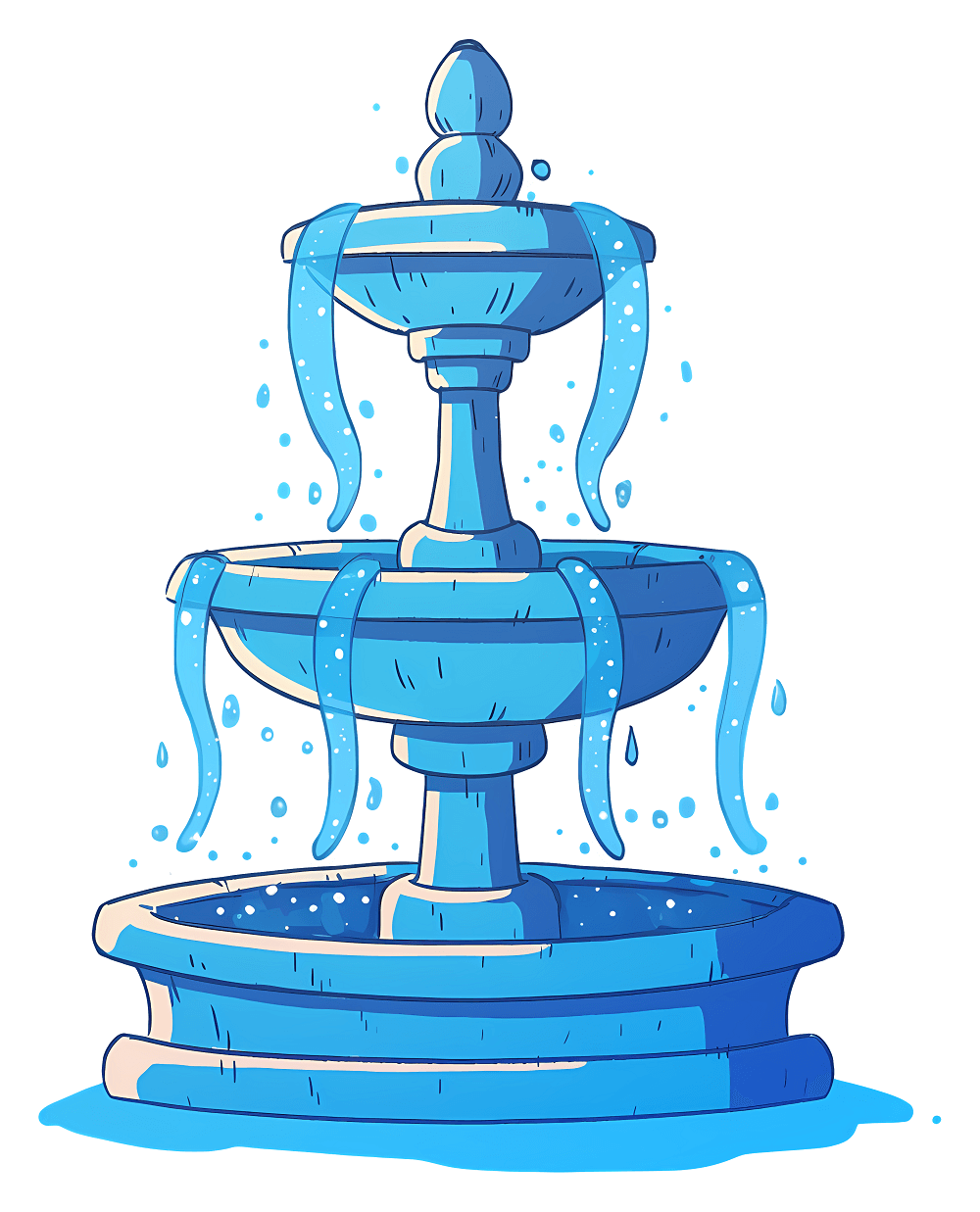 青い噴水のイラスト イラスト
