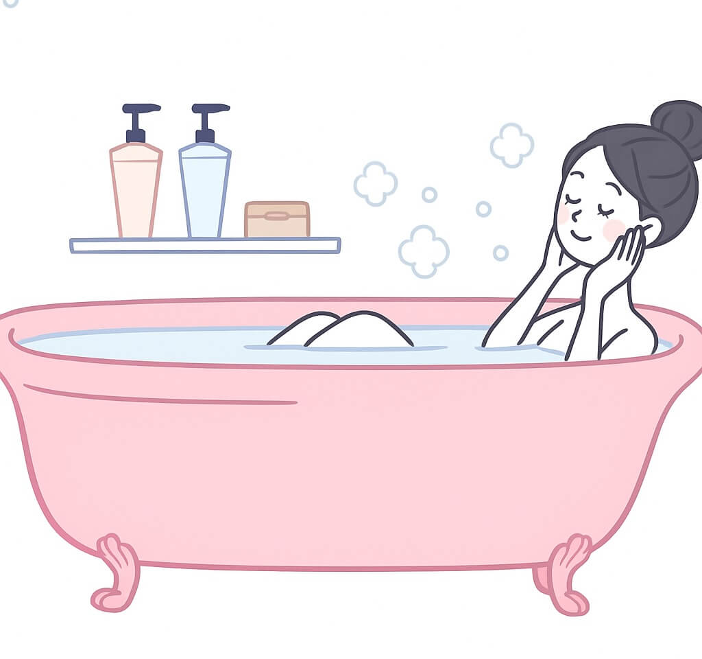 バスタブでリラックスする女の子のイラスト画像 イラスト