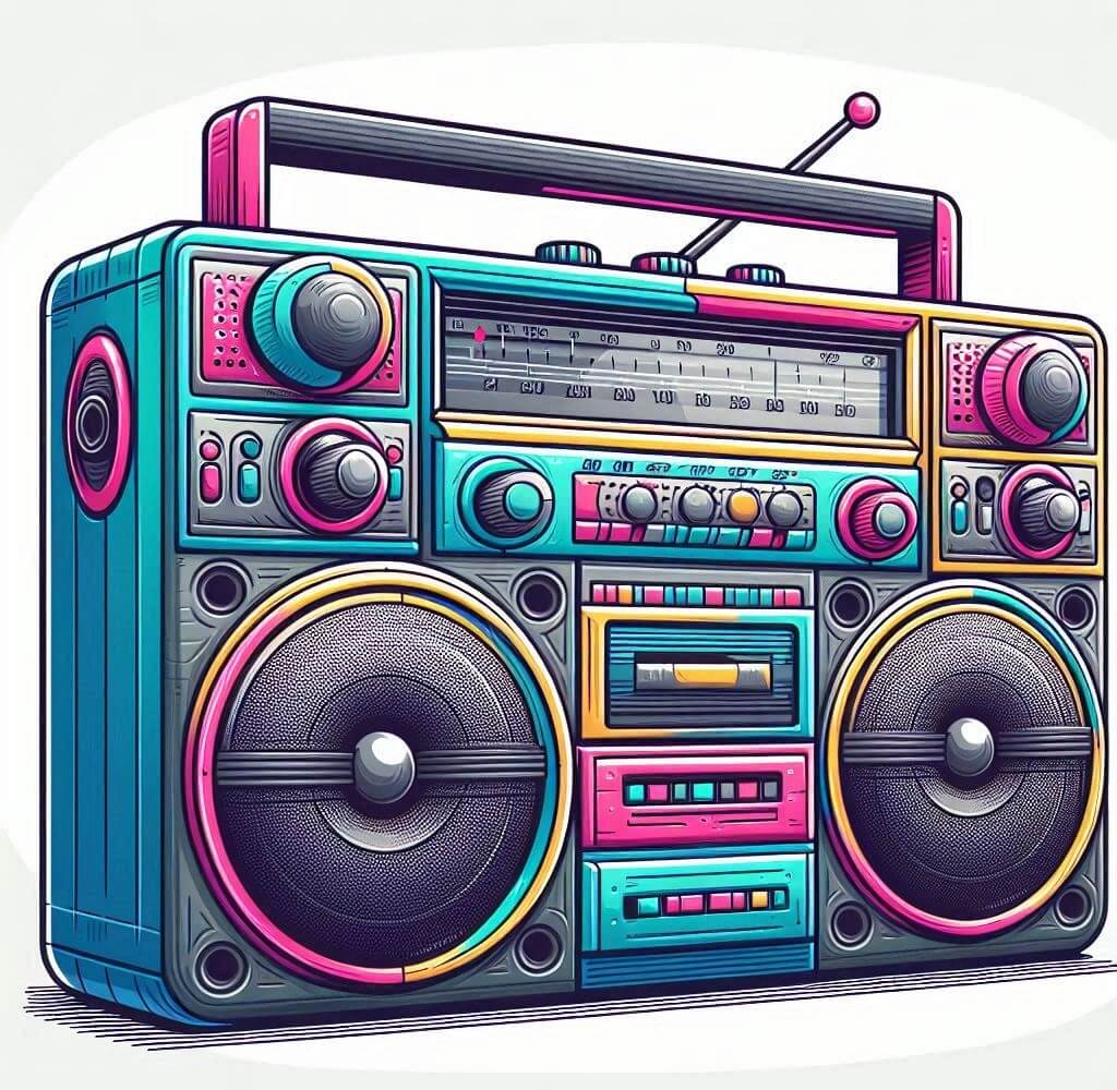 カラフルなラジカセスピーカーのイラストをダウンロード イラスト