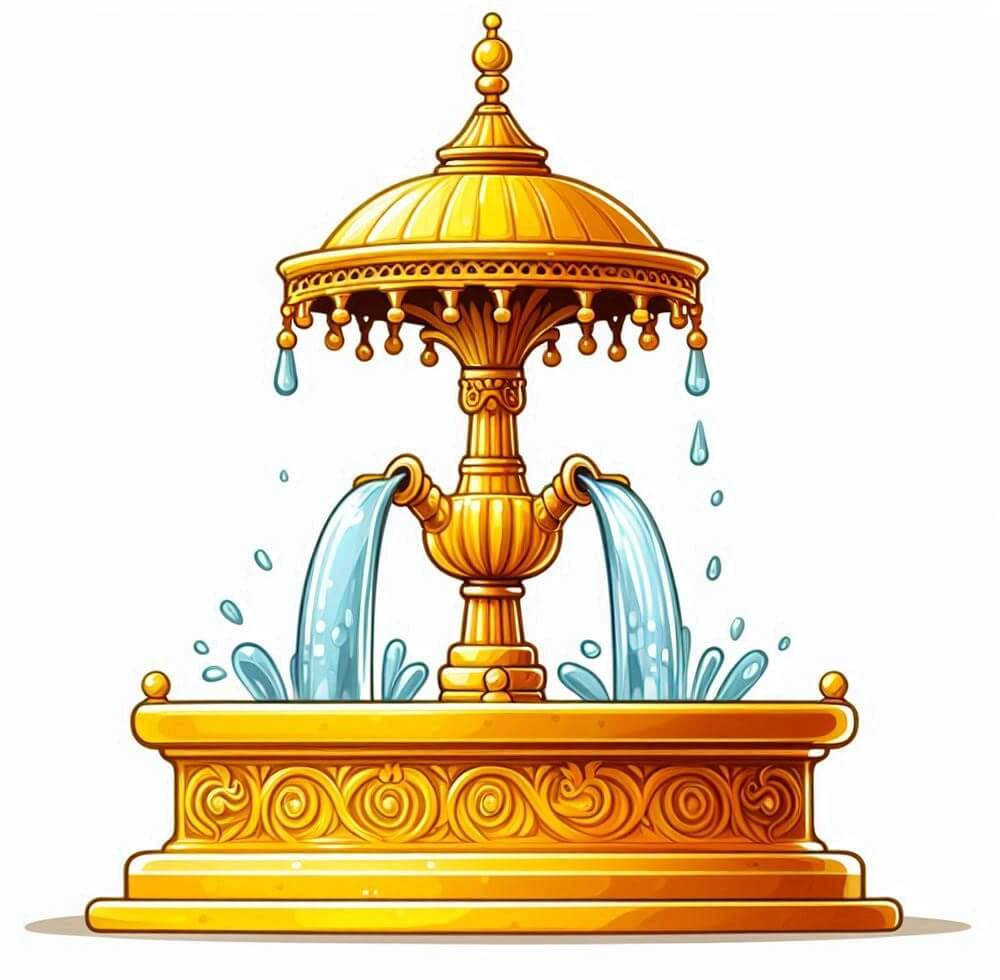 黄色い噴水のイラスト イラスト