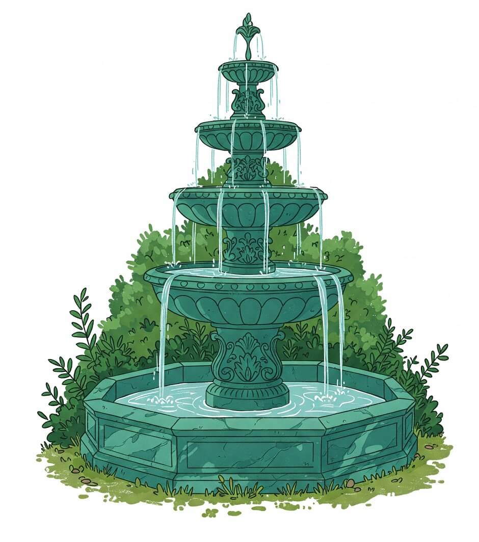 庭の噴水のイラスト画像 イラスト