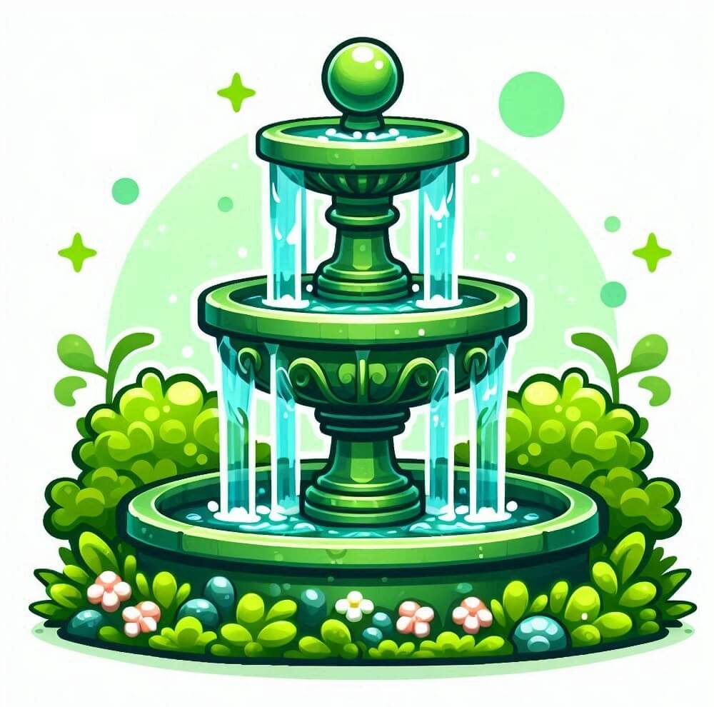 庭の噴水のイラスト画像 イラスト