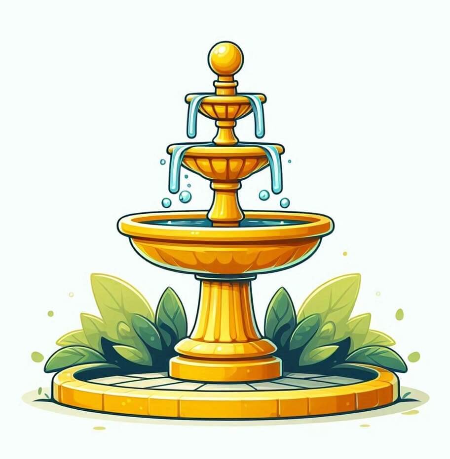 庭の噴水のイラスト無料 イラスト