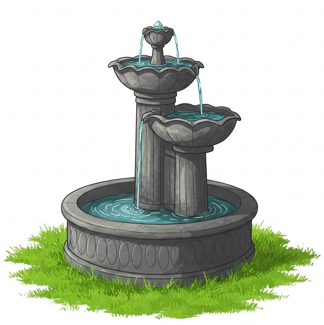 屋外ガーデン噴水イラスト素材 イラスト